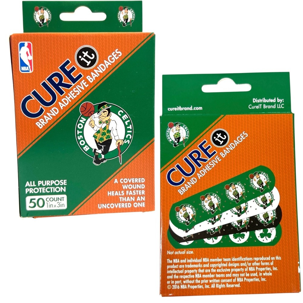 3 Pack NBA Boston Celtics CureIt Brand Adhesive Bandages 1" x 3" 50 per box